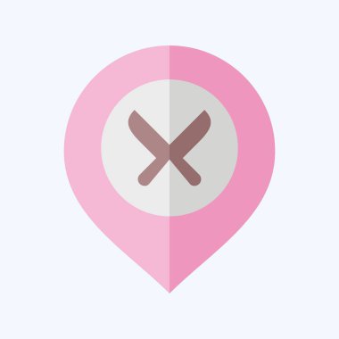 Simge Restoranı. Konum sembolüyle ilgili. Düz stil. dizayn edilebilir