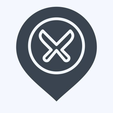 Simge Restoranı. Konum sembolüyle ilgili. Kabartma tarzı. dizayn edilebilir