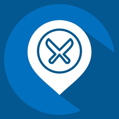 Simge Restoranı. Konum sembolüyle ilgili. Uzun gölge tarzı. dizayn edilebilir