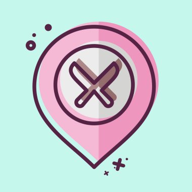 Simge Restoranı. Konum sembolüyle ilgili. MBE tarzı. dizayn edilebilir