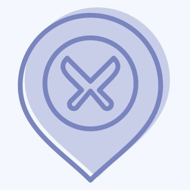 Simge Restoranı. Konum sembolüyle ilgili. İki ton stili. dizayn edilebilir