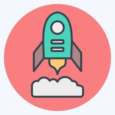 Simge Roket Uçuşu. Askeri sembolle ilgili. renk arkadaşı stili. dizayn edilebilir