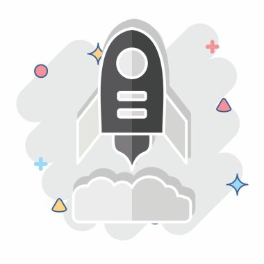 Simge Roket Uçuşu. Askeri sembolle ilgili. Çizgi roman. dizayn edilebilir