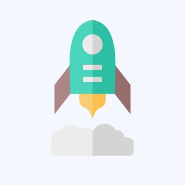 Simge Roket Uçuşu. Askeri sembolle ilgili. Düz stil. dizayn edilebilir