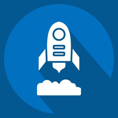 Simge Roket Uçuşu. Askeri sembolle ilgili. Uzun gölge tarzı. dizayn edilebilir