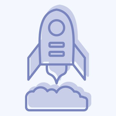 Simge Roket Uçuşu. Askeri sembolle ilgili. İki ton stili. dizayn edilebilir