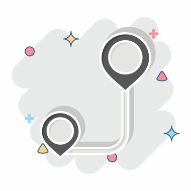 Simge Yolu. Konum sembolüyle ilgili. Çizgi roman. dizayn edilebilir