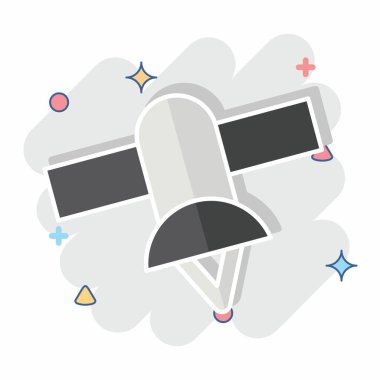 Simge Uydu Konumlandırması. Konum sembolüyle ilgili. Çizgi roman. dizayn edilebilir