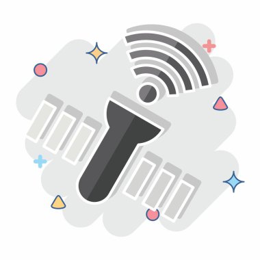 Simge uydusu. Wifi sembolüyle ilgili. Çizgi roman. dizayn edilebilir