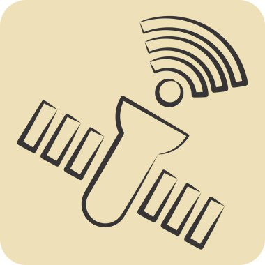 Simge uydusu. Wifi sembolüyle ilgili. El çizimi tarzı. dizayn edilebilir