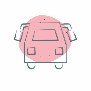 Icon Okul Otobüsü. Ulaşım sembolüyle ilgili. Renkli Leke Biçimi. dizayn edilebilir