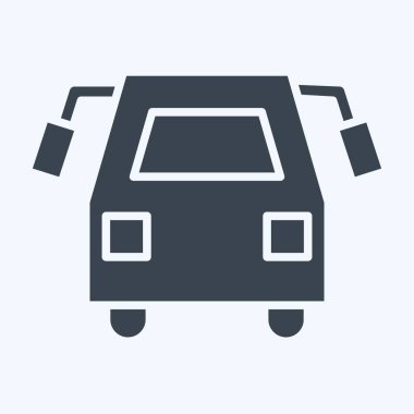 Icon Okul Otobüsü. Ulaşım sembolüyle ilgili. Kabartma tarzı. dizayn edilebilir