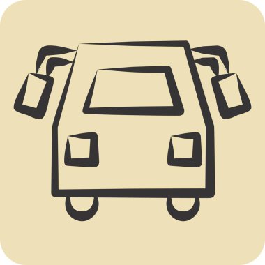 Icon Okul Otobüsü. Ulaşım sembolüyle ilgili. El çizimi tarzı. dizayn edilebilir