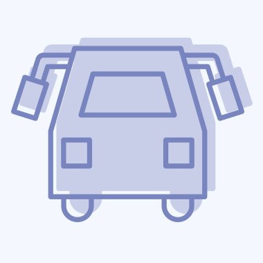 Icon Okul Otobüsü. Ulaşım sembolüyle ilgili. İki ton stili. dizayn edilebilir