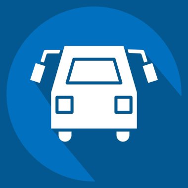 Icon Okul Otobüsü. Ulaşım sembolüyle ilgili. Uzun gölge tarzı. dizayn edilebilir