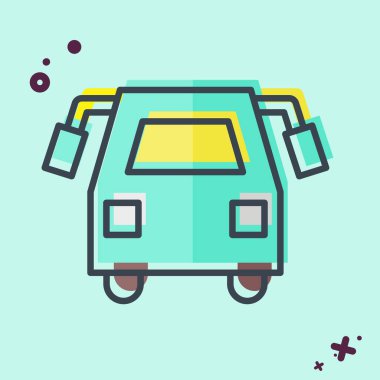 Icon Okul Otobüsü. Ulaşım sembolüyle ilgili. MBE tarzı. dizayn edilebilir