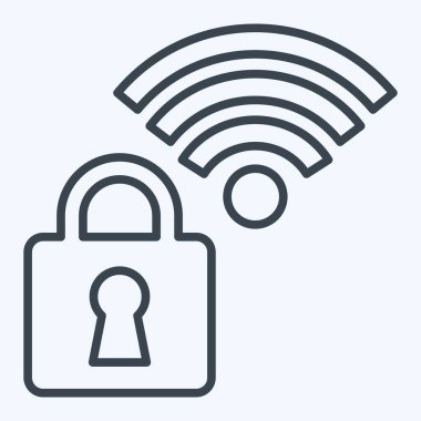 Simge güvende. Wifi sembolüyle ilgili. Sıra tarzı. dizayn edilebilir