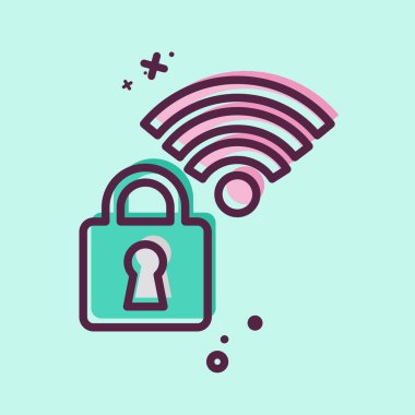 Simge güvende. Wifi sembolüyle ilgili. MBE tarzı. dizayn edilebilir