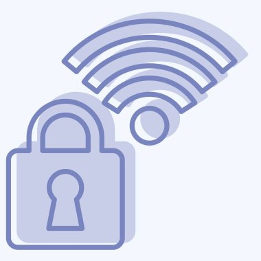 Simge güvende. Wifi sembolüyle ilgili. İki ton stili. dizayn edilebilir
