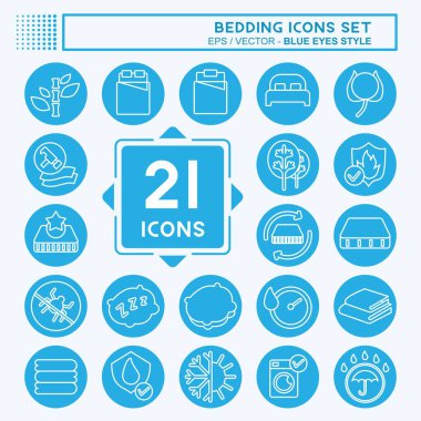 Simge Ayarlama Yatağı. Eğitim sembolüyle ilgili. Mavi gözlü. dizayn edilebilir