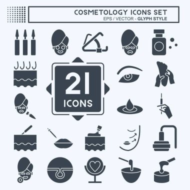 Simge set kozmetolojisi. Güzellik sembolüyle ilgili. Kabartma tarzı. dizayn edilebilir