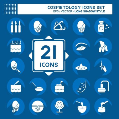 Simge set kozmetolojisi. Güzellik sembolüyle ilgili. Uzun gölge tarzı. dizayn edilebilir