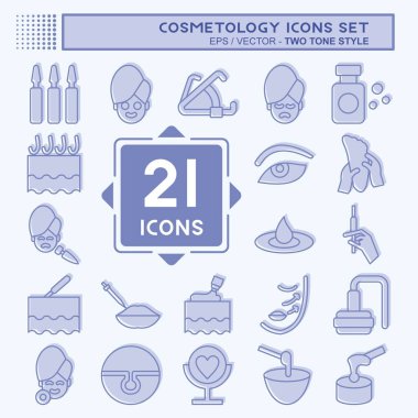 Simge set kozmetolojisi. Güzellik sembolüyle ilgili. İki ton stili. dizayn edilebilir