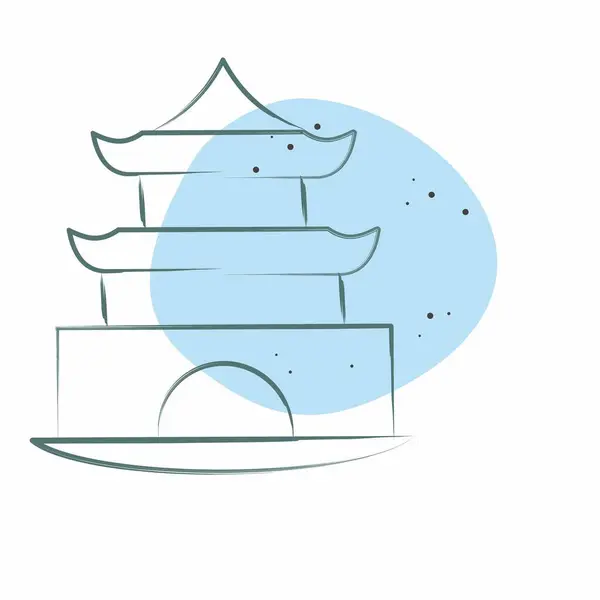 Simge Pagoda. House sembolüyle ilgili. Renkli Leke Biçimi. dizayn edilebilir