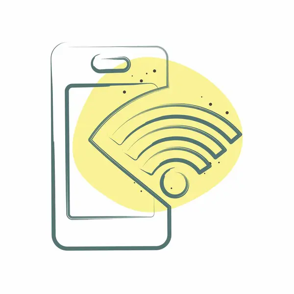 Simge Telefon. Wifi sembolüyle ilgili. Renkli Leke Biçimi. dizayn edilebilir