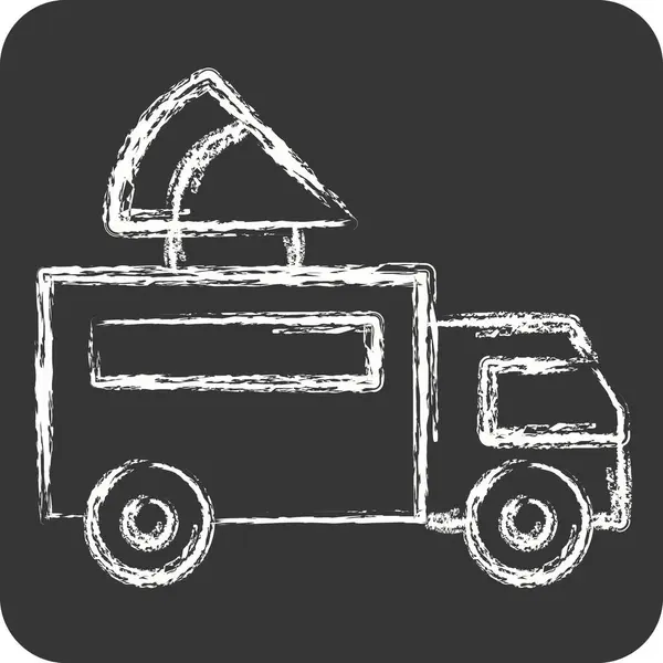 Icon Pizza Truck. Ulaşım sembolüyle ilgili. Tebeşir stili. dizayn edilebilir