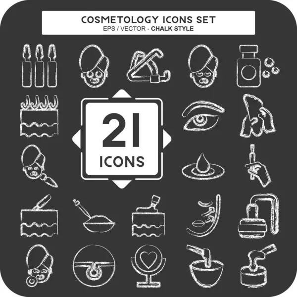 Simge set kozmetolojisi. Güzellik sembolüyle ilgili. Tebeşir stili. dizayn edilebilir