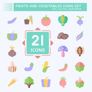 Meyve ve sebze ikonu. Eğitim sembolüyle ilgili. Düz stil. düzenlenebilir