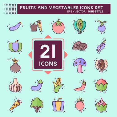 Meyve ve sebze ikonu. Eğitim sembolüyle ilgili. MBE tarzı. düzenlenebilir