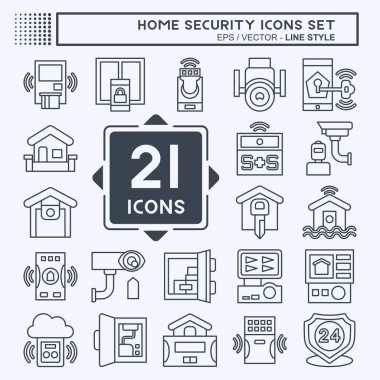 Icon Ev Güvenliğini Ayarladı. Eğitim sembolüyle ilgili. satır biçimi