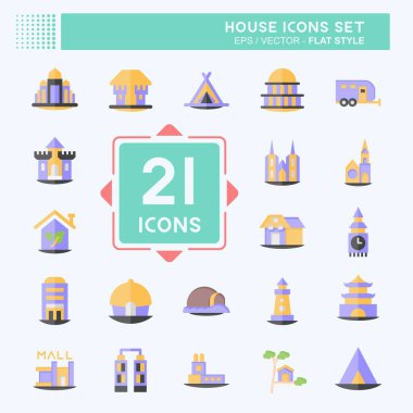 Simge Set Evi. Eğitim sembolüyle ilgili. Düz stil. dizayn edilebilir