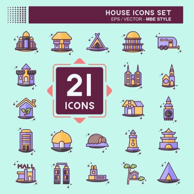 Simge Set Evi. Eğitim sembolüyle ilgili. MBE tarzı. dizayn edilebilir