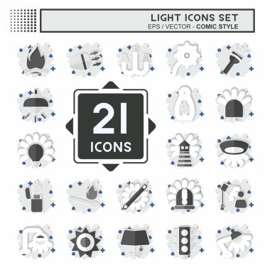 Simge Aydınlatma. Kutlama sembolüyle ilgili. Çizgi roman. dizayn edilebilir