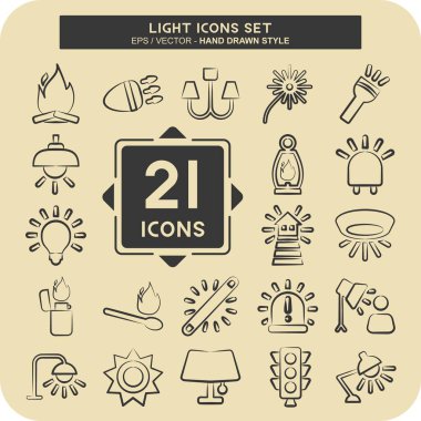 Simge Aydınlatma. Kutlama sembolüyle ilgili. El çizimi tarzı. dizayn edilebilir