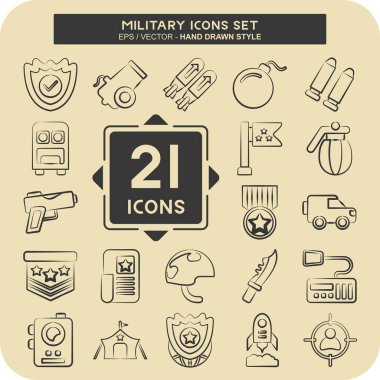 Simge Askeriyesi. Savaş sembolüyle ilgili. El çizimi tarzı. dizayn edilebilir