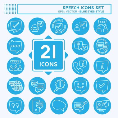 Simge Hazırlama Konuşması. Teknoloji sembolüyle ilgili. Mavi gözlü. dizayn edilebilir