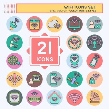 Icon Set Wiifi. Ağ sembolüyle ilgili. renk arkadaşı stili. dizayn edilebilir