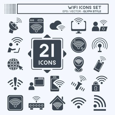 Icon Set Wiifi. Ağ sembolüyle ilgili. Kabartma tarzı. dizayn edilebilir