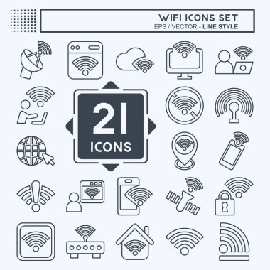 Icon Set Wiifi. Ağ sembolüyle ilgili. Sıra tarzı. dizayn edilebilir