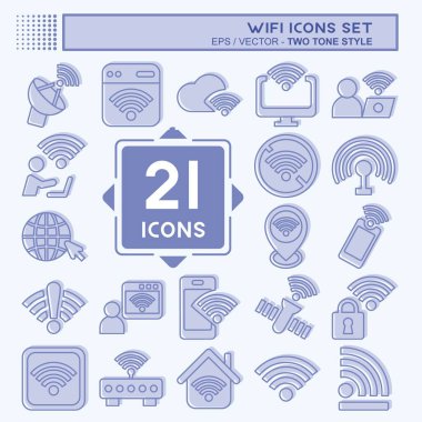 Icon Set Wiifi. Ağ sembolüyle ilgili. İki ton stili. dizayn edilebilir
