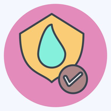 Simge Kalkanı. Yatak sembolü ile ilgili. renk arkadaşı stili. dizayn edilebilir