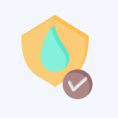 Simge Kalkanı. Yatak sembolü ile ilgili. Düz stil. dizayn edilebilir