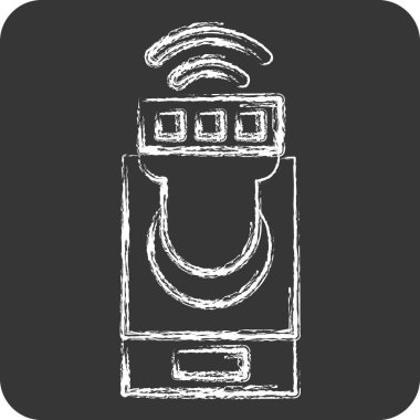 Simge Akıllı ışıklandırma. İç Güvenlik sembolüyle ilgili. tebeşir Biçimi