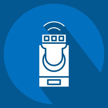 Simge Akıllı ışıklandırma. İç Güvenlik sembolüyle ilgili. uzun gölge biçimi