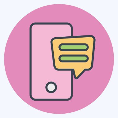 Simgesel SMS. Konuşma sembolüyle ilgili. renk arkadaşı stili. dizayn edilebilir