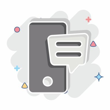 Simgesel SMS. Konuşma sembolüyle ilgili. Çizgi roman. dizayn edilebilir